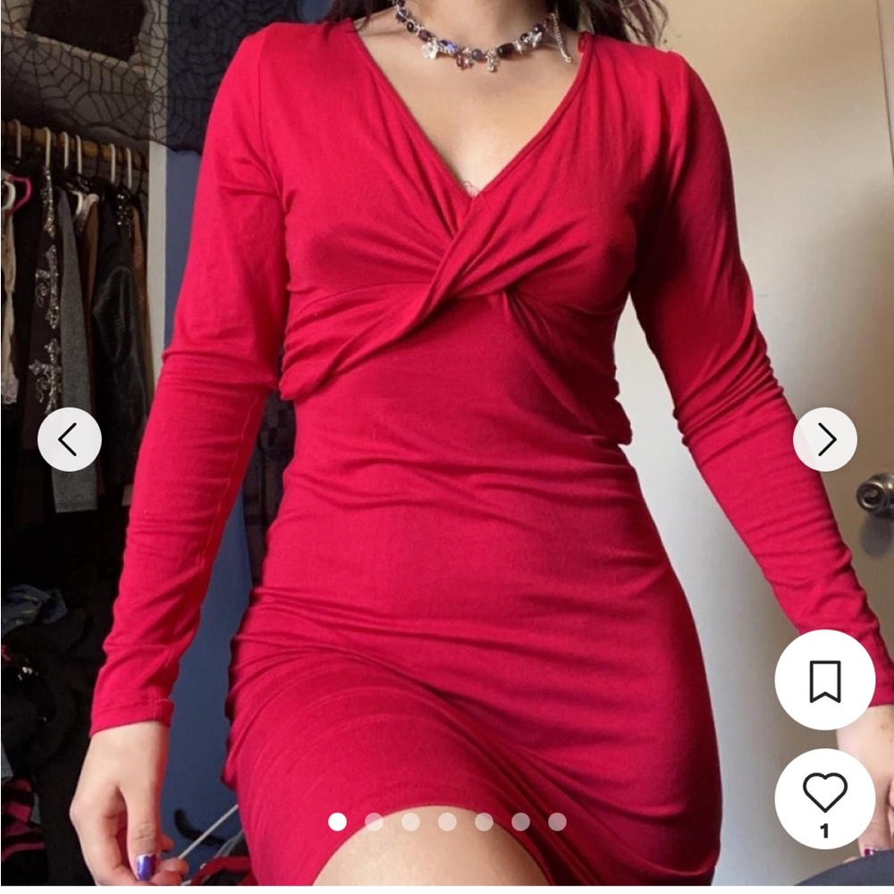- Ambiance red long sleeves shift dress cranberry size M new